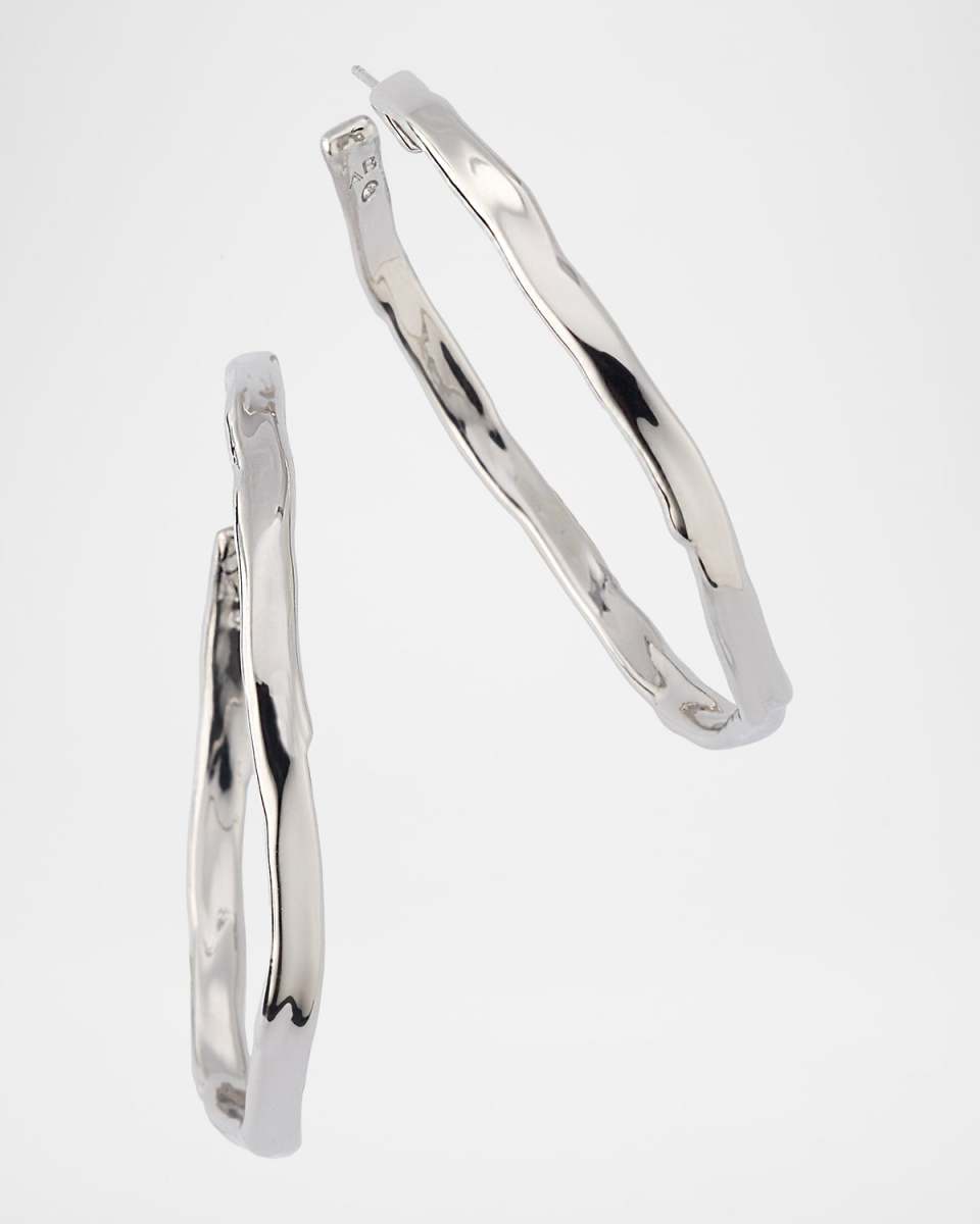 Brut Silver Skinny Hoop Earrings